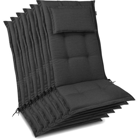 6x Premium Hochlehnerauflage 120x50x7cm, Anthrazit (1/4)