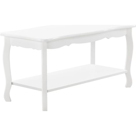 Table basse de salon MDF 87,5 cm sapin laqué blanc (1/4)