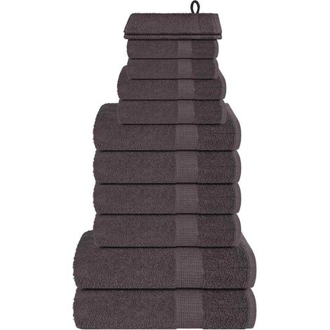vidaXL Set Asciugamani 12 pz Antracite 360 gsm 100% Cotone (1/5)