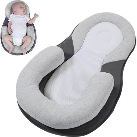 Nido para bebé，Nido portátil para bebé，Almohada de espuma viscoelástica，Compatible con cochecitos，Transpirable y suave para la piel (1/5)
