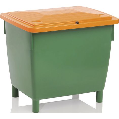 Contenitore per distribuzione con dimensioni L945xP725xH930mm, capacità 400l, in HD-PE, verde/arancione