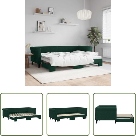 vidaXL Sofa-Bett - Tagesbett Ausziehbar Dunkelgrün 80x200 cm Samt (1/5)
