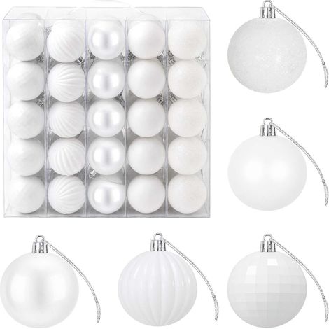 Juego de bolas navideñas 75 uds. Blanco 6 cm Poliestireno vidaXL (1/5)
