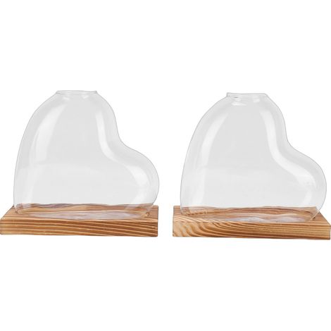 Lot de 2 vases de propagation en verre en forme de cœur, pour la culture de petites plantes hydroponiques. Décoration pour la maison ou le bureau, couleur marron. (1/5)