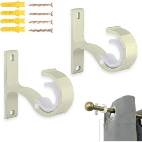 Lot de 2 supports de tringle à rideaux robustes pour tringles de 20 à 28 mm de diamètre Support de tringle à rideaux de qualité supérieure à suspendre au plafond Crochets de fixation avec (1/5)
