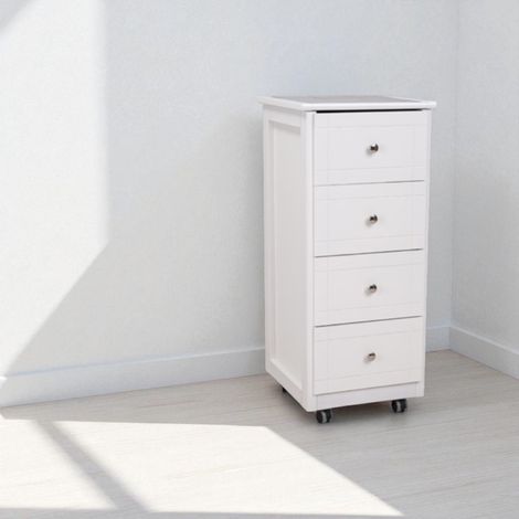 Carrello cassettiera GIADA Mini con piano in mattonelle e legno Bianco (1/5)