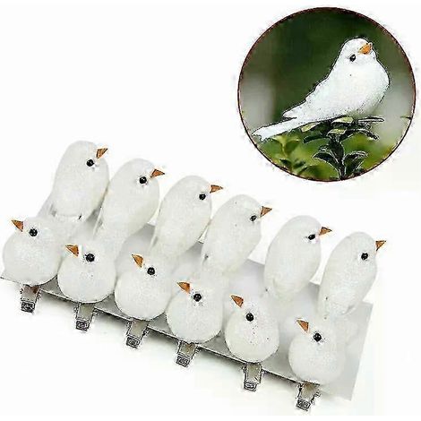 Lot de 12 mini-oiseaux décoratifs pour sapin de Noël, décorations de jardin et de fête, cadeaux de décoration intérieure (1/5)