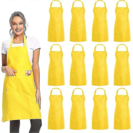 Packung mit 12 schlichten Latzschürzen mit 2 Taschen – Unisex schwarze Business-Schürzen im Großhandel