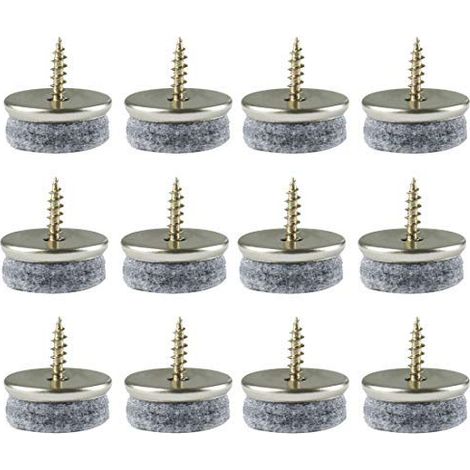 12 pcs Vis Feutre Planeur Meubles Pad Clous À Vis Glisser Glisseur Curseur 24mm / 1"Dia pour Table En Bois Pieds De Pied De Bureau (1/5)