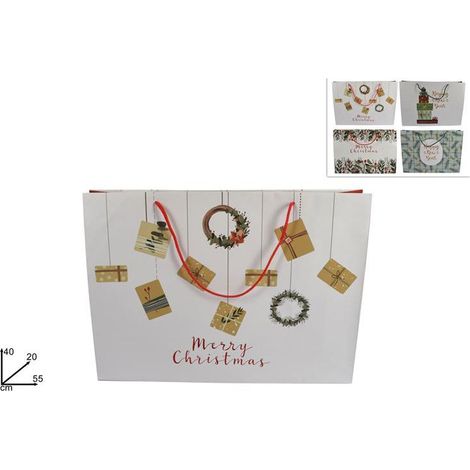 BUSTA REGALO NATALIZIA 55X40X20CM ASSORTITE PREZZO CAD UNO