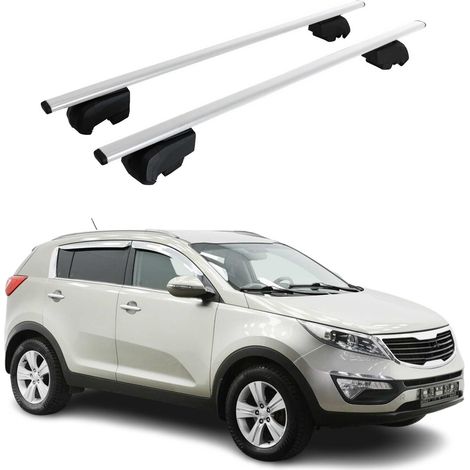 OMAC Dachtrager Quertrager für Kia Sportage mk3 SL 2011-2016 – City Crash getestet – ISO PAS 11154:2006 – Abschliessbar – Max 75 kg – 2 Stangen Stahl Silber (1/5)