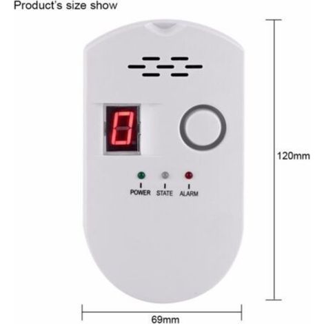 Gas detector, LPG/natural gas/carbon dioxide leak detector, plug-in monitoring sensor (white) (1/4)