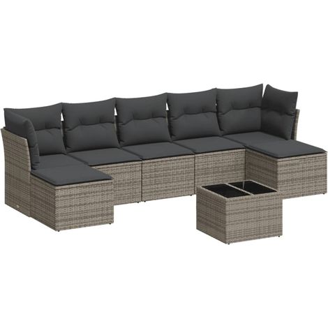 Maison Exclusive - 8-tlg. Garten-Sofagarnitur mit Kissen Grau Pol
