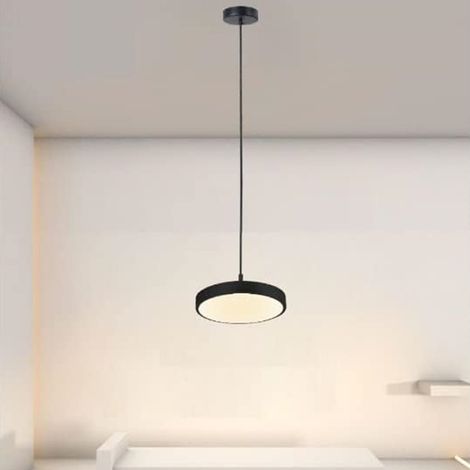 TRADE SHOP - Lampadario A Sospensione Led 40w Nero Cerchio Tondo Moderno Minimal Luce 4000k 32897 -
