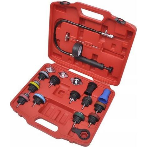 Trade Shop - Kit Tester Di Pressione Prova Radiatore Test Professionale Universale 18 Pezzi - (1/5)