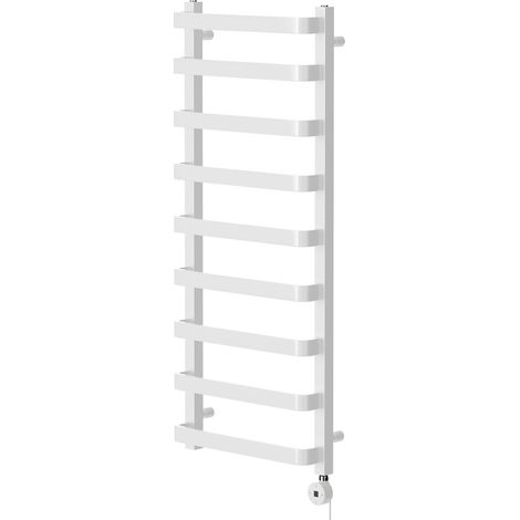Milton White 1200mm x 500mm Curved Digital Thermostatic Electric Heated Towel Rail (1/5)