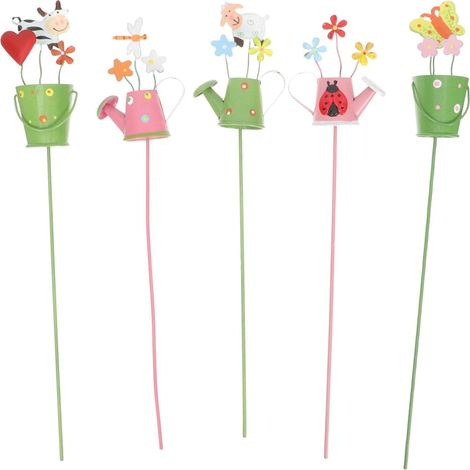 6 Piques de jardin, métal, forme chic, couleur attrayante, décoration pour pot de fleurs, patio, cour (1/5)
