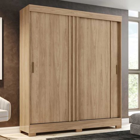 Armoire penderie jeunesse 159 x 48 x 200 cm – 6 étagères fixes – Barre de suspension aluminium – Nature Shine / Noir (1/5)