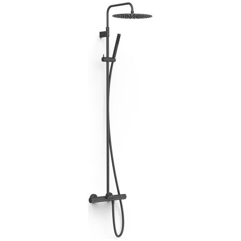 Ensemble de robinet thermostatique mural à 3 voies pour baignoire et douche Noir mat - TRES 19031212NM (1/2)