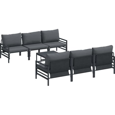 Maison Exclusive - Set Divano da Giardino con cuscino 7 pcs Nero Acciaio