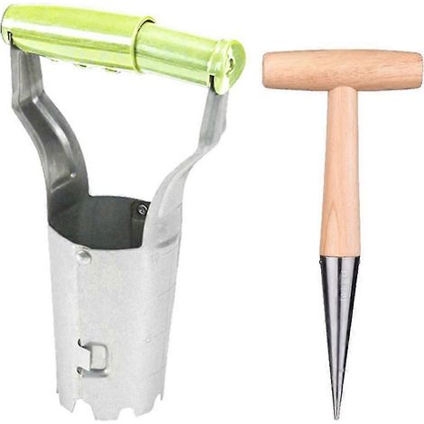 Ensemble d'outils de jardin pour la plantation de bulbes : planteuse à main en métal, arrache-semences pour le semis et le repiquage. (1/5)