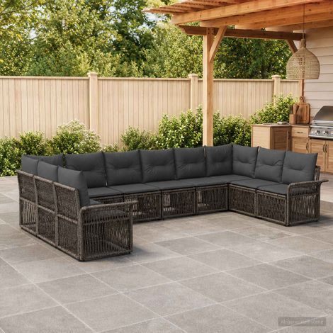 Set Divano da Giardino 10 pcs Grigio polyrattan vidaXL (1/5)