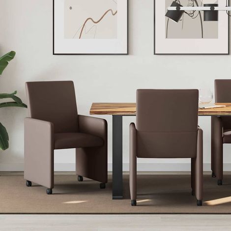 Esszimmerstühle mit Rollen 2 pcs Braun 57 x 66 x 94 cm
