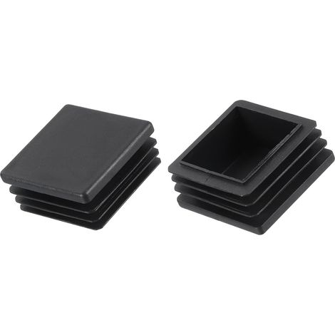 Square Tube End Cover (40 x 40 mm) 2 Pieces, Plastic Insertion End Cover Tube Caps Threaded End Cover Protector – for Furniture, Black (1/5)
