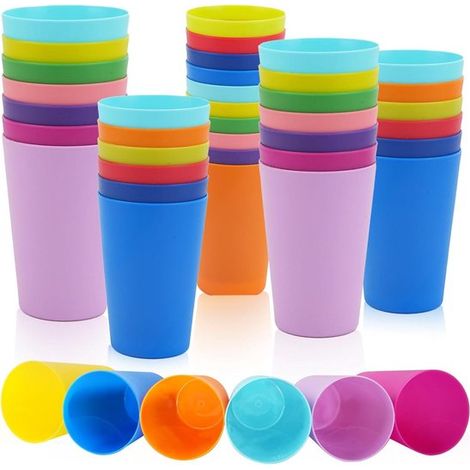 Allecta - Vasos de plástico reutilizables - 260 ml - Niños - Aire libre - Picnic - Camping