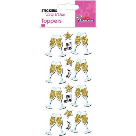 16 Autocollants 3D - Champagne - Paillettes (1/3)