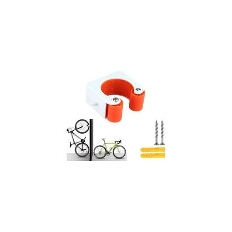 Support mural pour vélo, porte-vélos, support mural peu encombrant, système de rangement pour porte-vélos, intérieur et extérieur, pour vélos de course et VTT (VTT, orange 1pcs) (1/5)