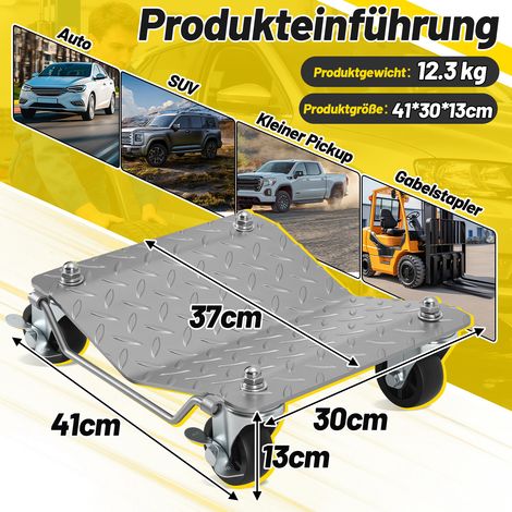 Wolketon Rangierhilfen Rangierroller Rangierheber für PKW Auto Anhänger belastbar bis 500 kg pro Rangierroller 2 Stück