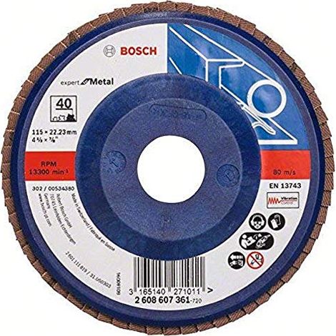 BOSCH - DISCO LAMELLARE EXPERT PER METALLO DIRITTO 115MM GRANA 40 (1/4)