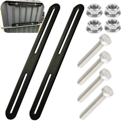 Kit de support de boîte aux lettres 215 x 24 mm. 2 kits pour fixer les boîtes aux lettres aux portails ou aux clôtures (noir, 215 mm). (1/4)