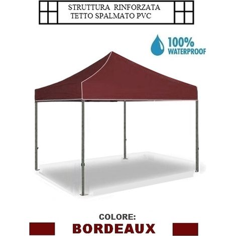 Gazebo pieghevole impermeabile in alluminio 3x3m Bordeaux - Mod. Super Ignis
