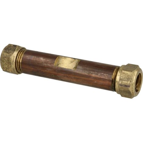 Pont tubulaire en laiton en laiton à bague de serrage 100 mm chaque côté diam. 22 mm