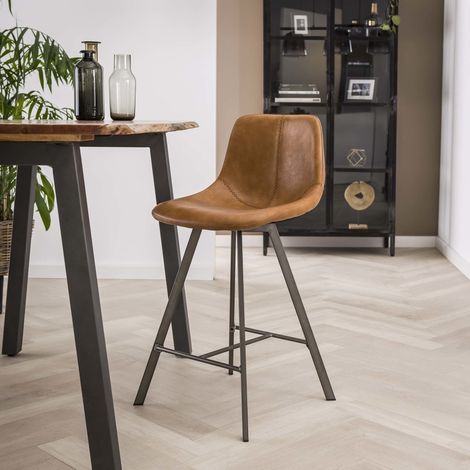 4er-Set Barhocker Siena Saddle PU braun (1/5)