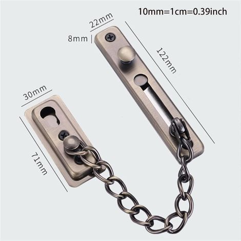 Chaîne de sécurité pour porte d'entrée, verrou de porte de sécurité en acier inoxydable avec ressort et loquet à pression antivol (1/3)