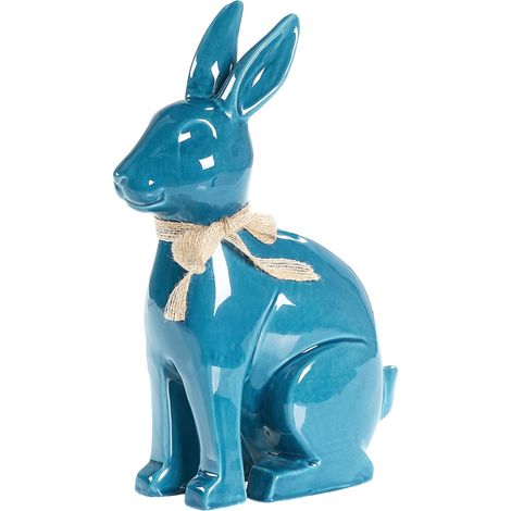 Figura decorativa in ceramica Dolomite Coniglio Decorazione di Pasqua Blu Jambles