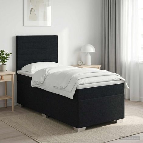 vidaXL Cama box spring con colchón Negro 100 x 200 cm Tela (1/5)