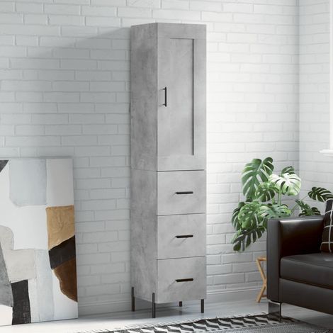 Buffet haut，Buffet de salon，Commode Meuble de rangement，Style Industriel Gris béton 34,5x34x180 cm Bois d'ingénierie VNWE358538 (1/5)