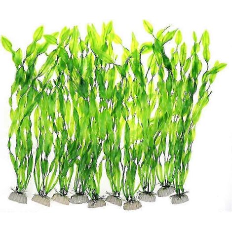 Lot de 10 algues artificielles décoratives, plantes aquatiques en plastique simulant le varech, pour aquarium domestique et de bureau, 30 cm (12 pouces) ou 63,5-66 cm (25-26 pouces). (1/5)