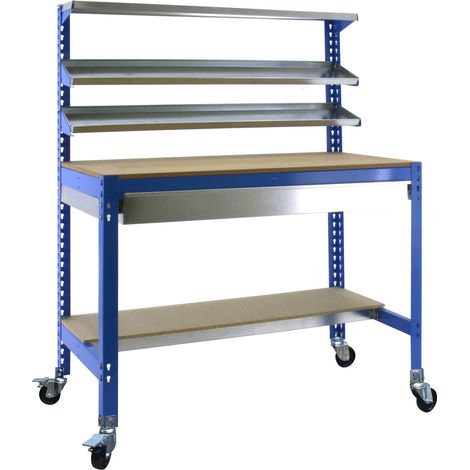 Simonrack Werkbank blau und robustes Holz 120 kg
