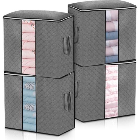 Sacs rangement vêtements couettes couvertures pulls, lot de 4 (1/4)