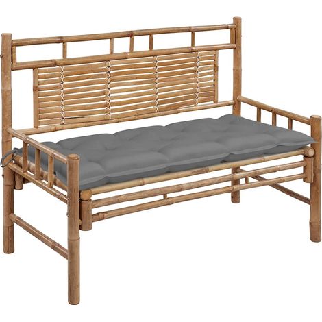 vidaXL Banco de jardín con cojín bambú 120 cm (1/5)