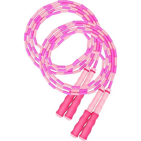 2 Corde à sauter, réglable 2,8m, perles PVC, poignée ergonomique, intérieur extérieur (1/5)