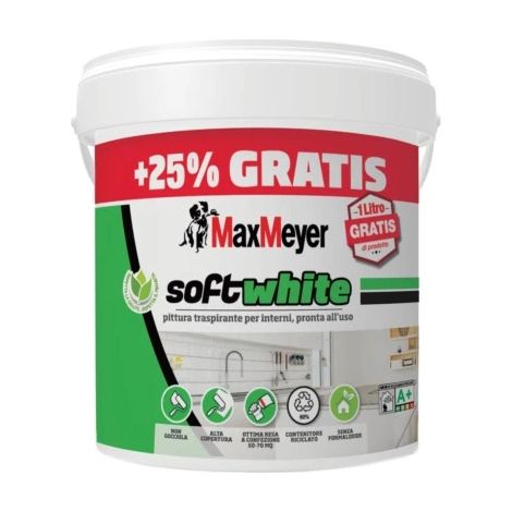 pittura murale traspirante max meyer "soft white" bianco 5 lt (1/2)