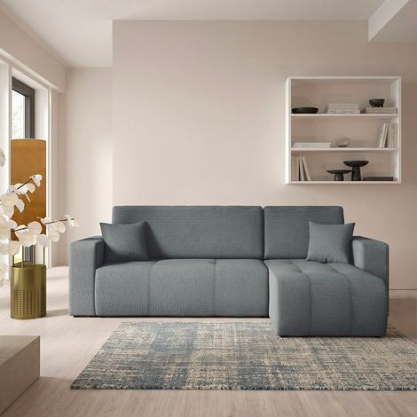 Wendbares 3-Sitzer-Ecksofa mit Stauraum umbaubar zum Bett Vasco Grau (1/5)