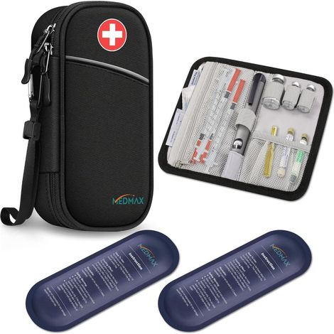 Kühltasche für Insulin mit 2 Kühlakkus, isolierte Medikamententasche, wasserabweisend, Organizer für Diabetikerbedarf (1/5)