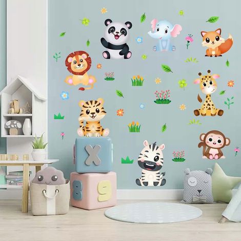 Adesivo murale con piccoli animali per la decorazione della cameretta, 99x71 cm (1/3)